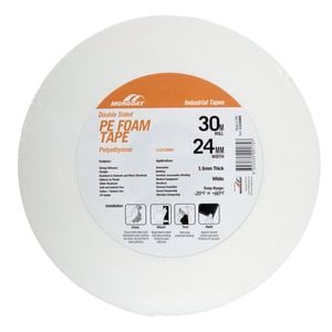 Moroday 24mm x 30m White Double Sided PE Foam Tape