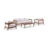Bronte 3+2+1+1 Outdoor Aluminium Lounge Setting Teak Look With Coffee Table & Sunbrella Canvas Cushions
