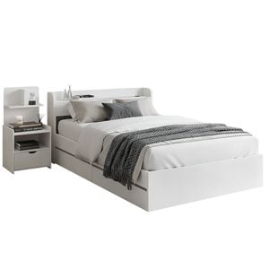 Artiss Bed Frame Single and Bedside Table White