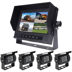 Elinz 7" Quad Screen Waterproof Monitor HD 12V/24V 4x Reversing CCD Camera