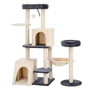 I.pet Cat Tree Tower 133cm Rotatable L-shape Design Scratching Post Furniture House Grey & Beige