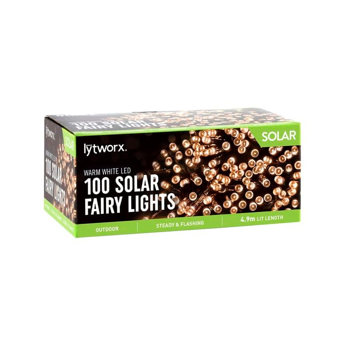 Lytworx 100 Warm White LED 2 Function Solar Fairy Lights
