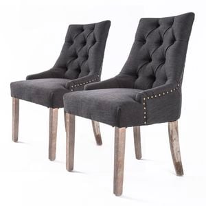 La Bella Set of 2 Black (Charcoal) Amour French Provincial Dining Chair