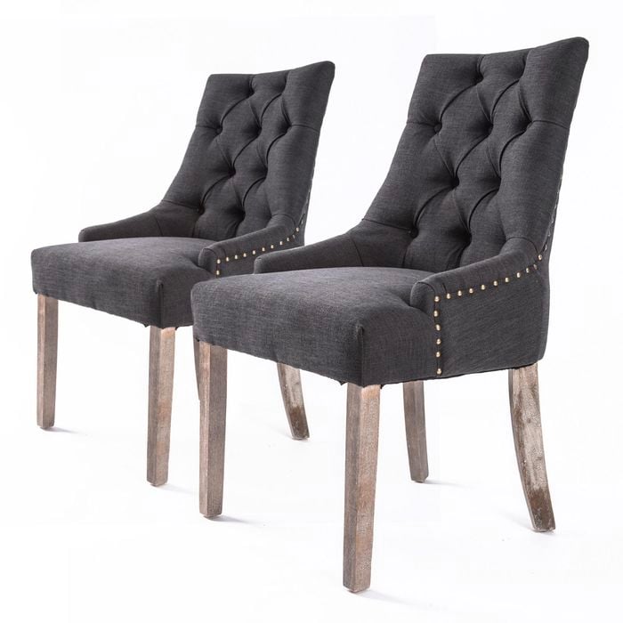 La Bella Set of 2 Black (Charcoal) Amour French Provincial Dining Chair