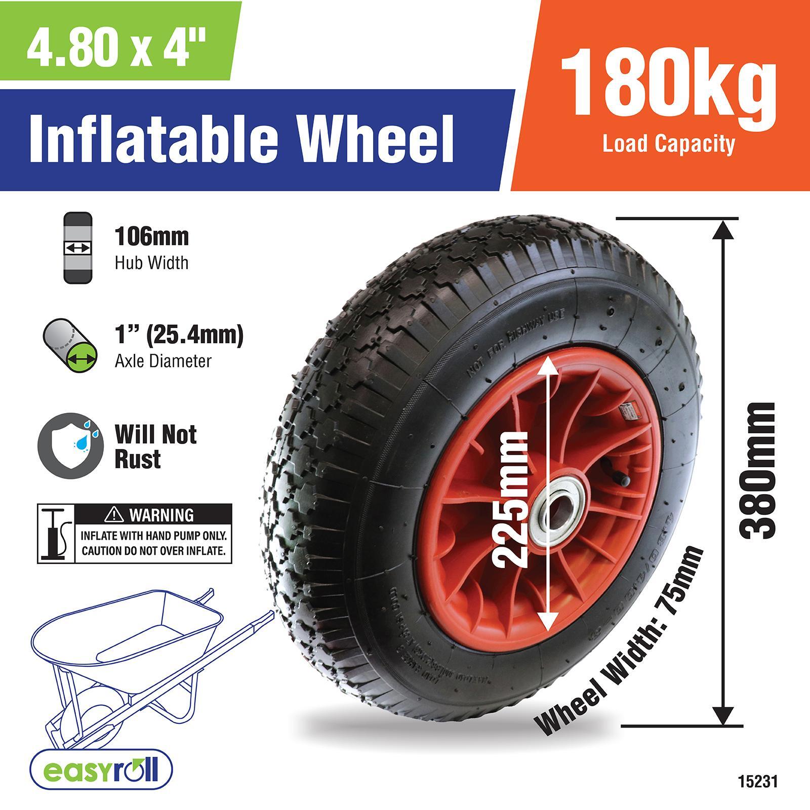 Easyroll 4.0 x 8 Wheelbarrow Wheel With 1 Axle Diameter Bunnings Australia