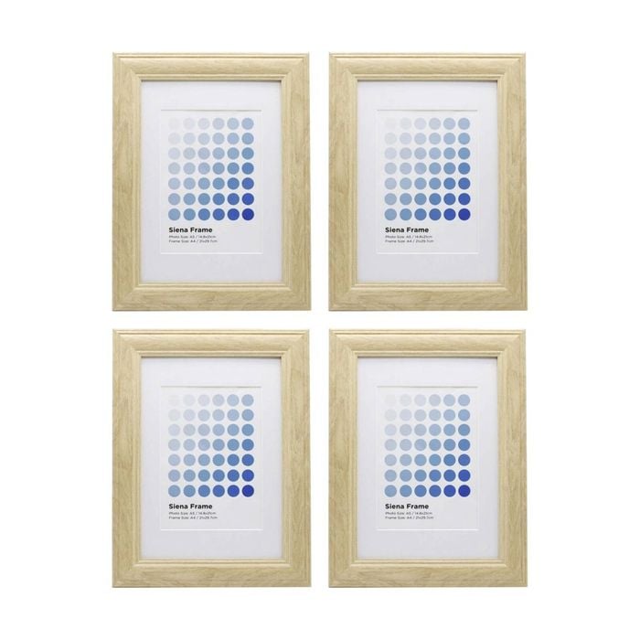 4PK Braz A4 Siena Image Photo Document Display Frame 29.7x21cm Beech
