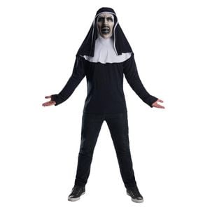 The Nun Halloween Costume for Adults Horror Movie Outfit with Mask Hood and Headpiece, STANDARD