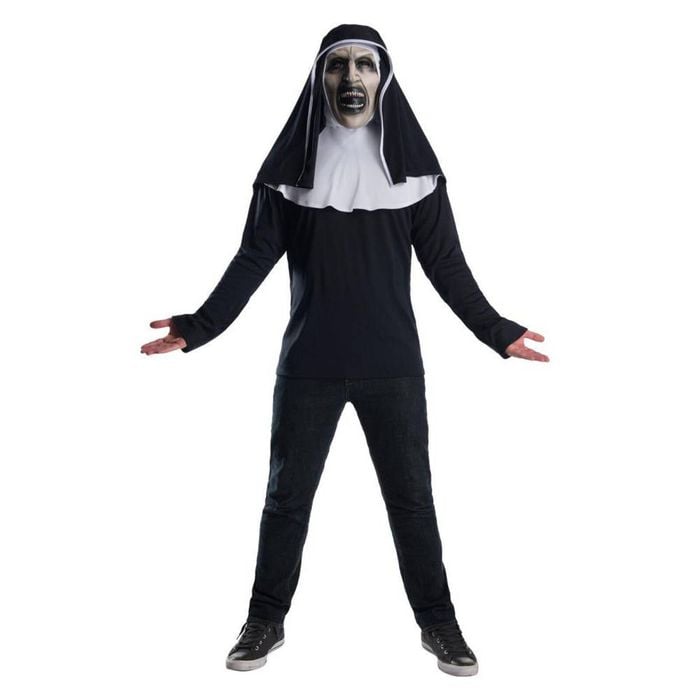 The Nun Halloween Costume for Adults Horror Movie Outfit with Mask Hood and Headpiece, STANDARD