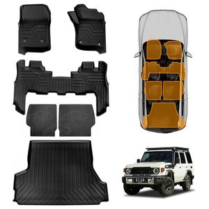 Floor Mats Boot Liner Set For Toyota Landcruiser 70/76 Series 2023-onwards All Weather Heavy Duty Cargo Kick Seat Protector