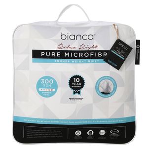 Bianca Relax Right Pure Microfibre Quilt 300gsm Home Bedding White King Bed