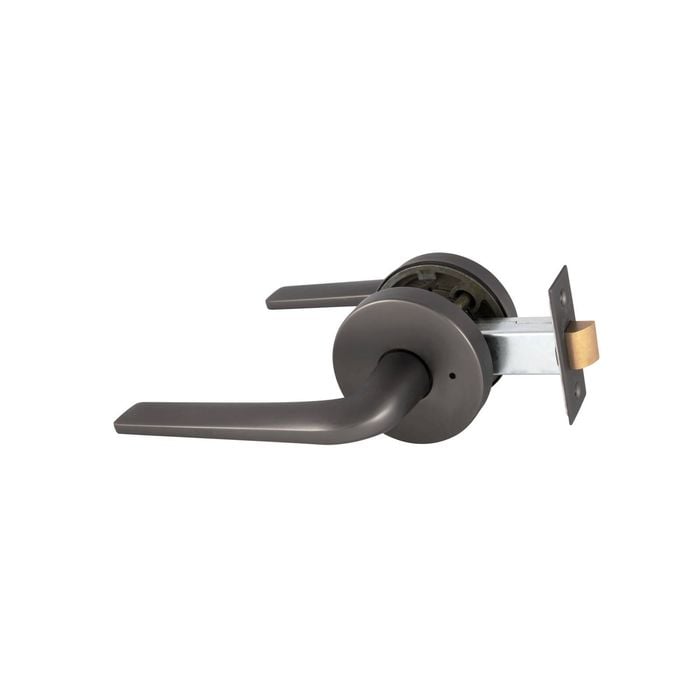 Schlage Graphite Medio Plus Series Sierra Privacy Lever Set with QuickFix