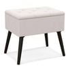 Costway Velvet Storage Ottoman Vanity Stool Bench Footrest Chair Beige
