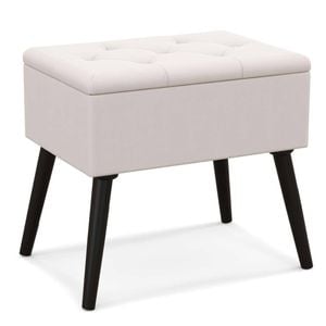 Costway Velvet Storage Ottoman Vanity Stool Bench Footrest Chair Beige