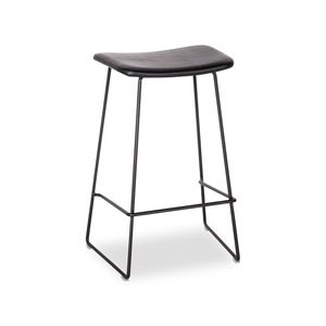 Winnie Stool - Black - Black Leather - 66cm (Kitchen Bench Height)