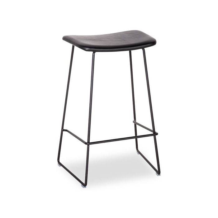 Winnie Stool - Black - Black Leather - 66cm (Kitchen Bench Height)