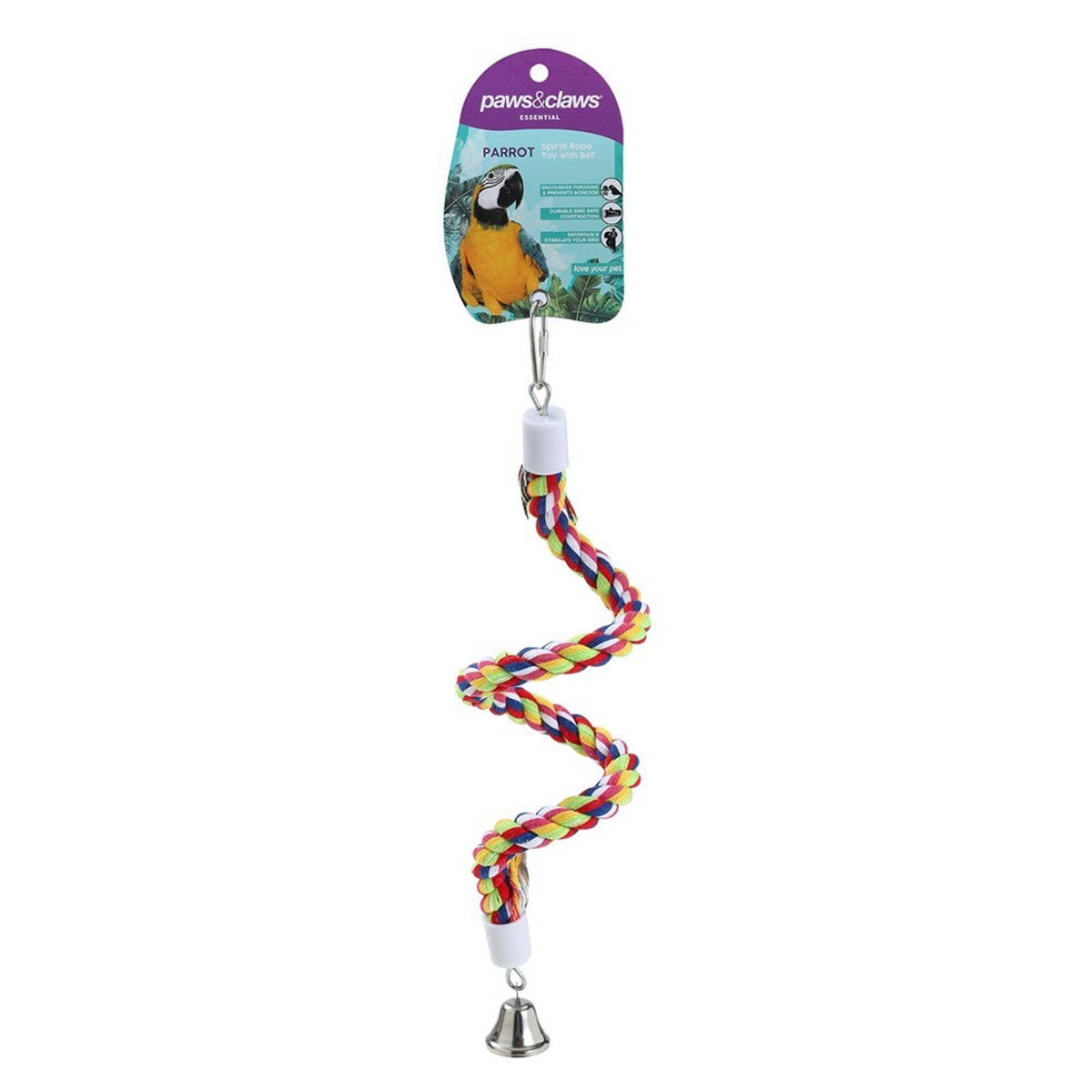 Parrot Spiral Rope Toy W/ Bell 50X2Cm - Bunnings Australia