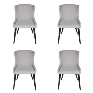 Pack of 4 | Osaka Upholstered Dining Chair | Black Legs - Light Grey Fabric