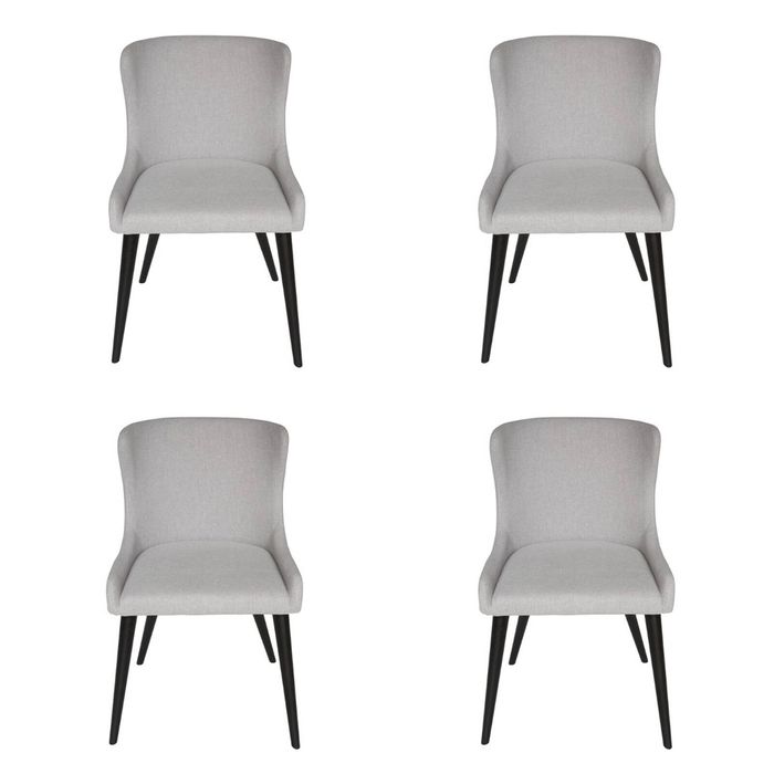 Pack of 4 | Osaka Upholstered Dining Chair | Black Legs - Light Grey Fabric