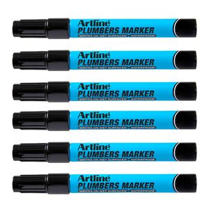 12pk Artline Plumbers Permanent Marker Waterproof Pen For Wet Surfaces Black