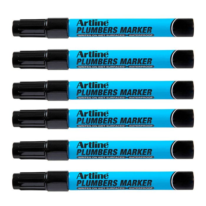 12pk Artline Plumbers Permanent Marker Waterproof Pen For Wet Surfaces Black