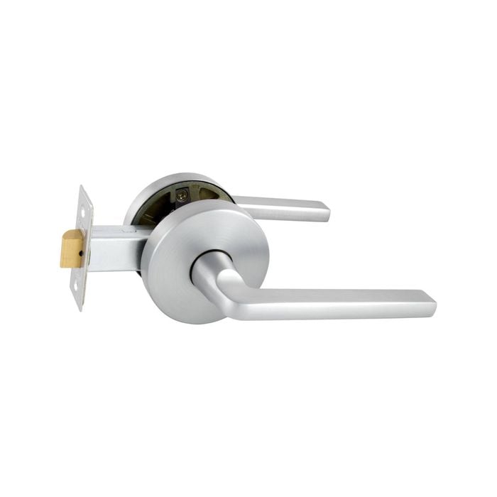 Schlage Brushed Satin Chrome Medio Plus Series Alba Passage Lever Set with QuickFix