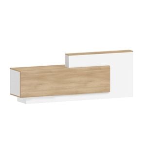 Modern Furniture HELMER Reception Desk 240cm Left Panel - Oak & white