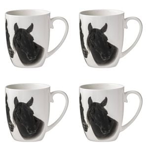 4PK Ashdene Trio Black 12cm Coffee/Tea Drink Mug - White