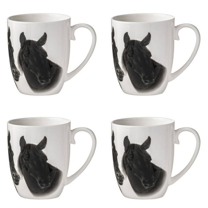 4PK Ashdene Trio Black 12cm Coffee/Tea Drink Mug - White