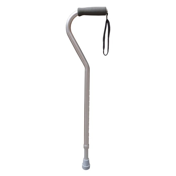 Livingstone Walking Stick Swan Neck Aluminium Silver Adjustable 78-100 cm