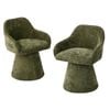 Oikiture 2x Dining Chair Swivel Armchair Lounge Accent Chairs Chenille Green