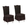 SOGA 2X Coffee Chair Cover with Ruffle Skirt