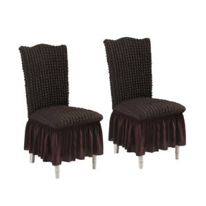 SOGA 2X Coffee Chair Cover with Ruffle Skirt