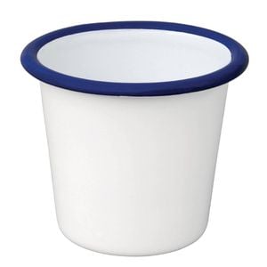Olympia Enamel Sauce Cup Retro White And Blue 114ml 4oz Pack Of 6 Commercial Tableware Condiment Pot Ovenproof