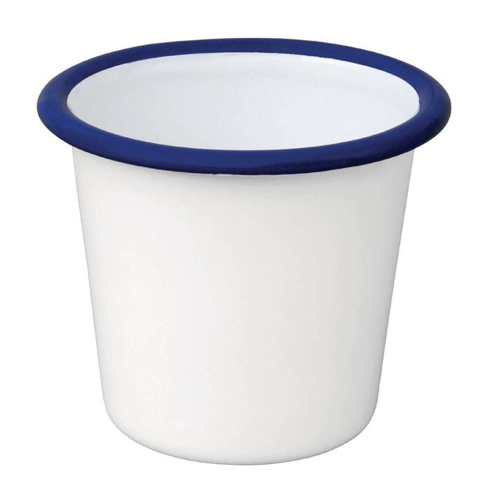 Olympia Enamel Sauce Cup Retro White And Blue 114ml 4oz Pack Of 6 Commercial Tableware Condiment Pot Ovenproof