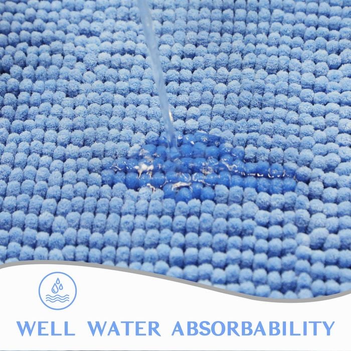 LINENOVA Chenille Anti Slip Bathroom Bath Mat 60*90cm - Blue Suede ...