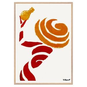 Galrie Bernard Villemot Orange Swirl Abstract Art Print for Modern Decor, Wood Frame, A0 84 x 119cm (33 x 47inch)