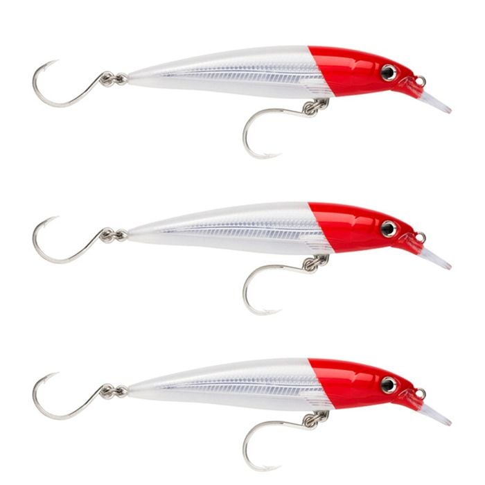 3x Rapala 12cm Saltwater X Rap Long Cast Sink Minnow Fishing Lures - Redhead
