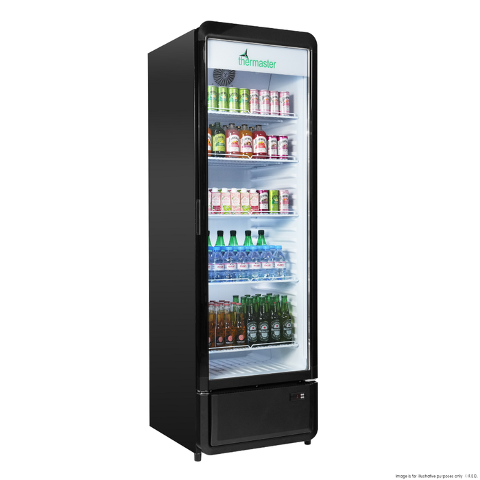 Thermaster upright glass door beverage fridge - sdc-343b