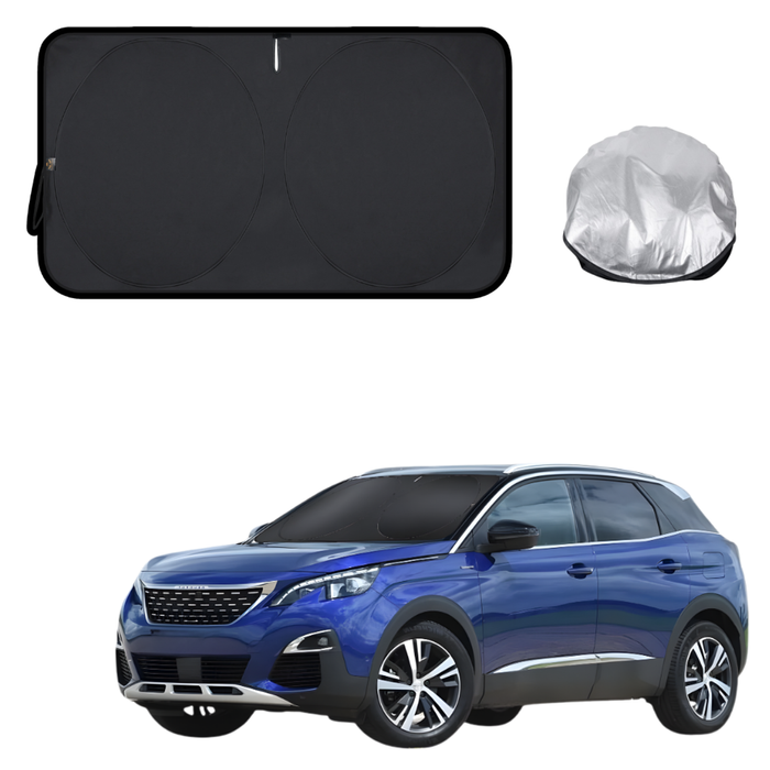 Front Windscreen Sun Shade for Peugeot 3008 SUV 2017 - Current (P84) - Standard 150 x 85 cm - Black