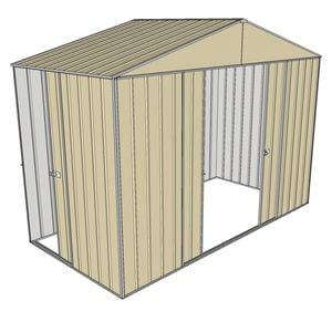 Build-a-Shed 3.0 x 1.5 x 2.3m Triple Sliding Door Narrow Shed - Cream