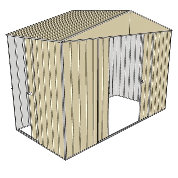 Build-a-Shed 3.0 x 1.5 x 2.3m Triple Sliding Door Narrow Shed - Cream