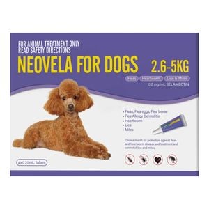 Neovela (selamectin) Flea And Worming For Dogs 2.5 - 5 Kg Purple 8 Pack