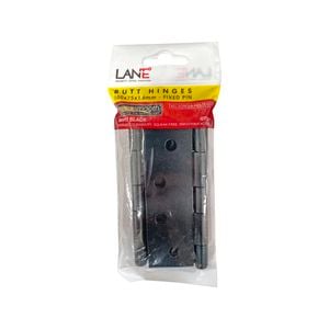 Lane 100mm Matte Black Fixed Pin Butt Hinge - 2 Pack