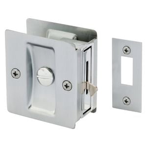 Gainsborough Satin Chrome Rectangular Privacy Sliding Cavity Door Set