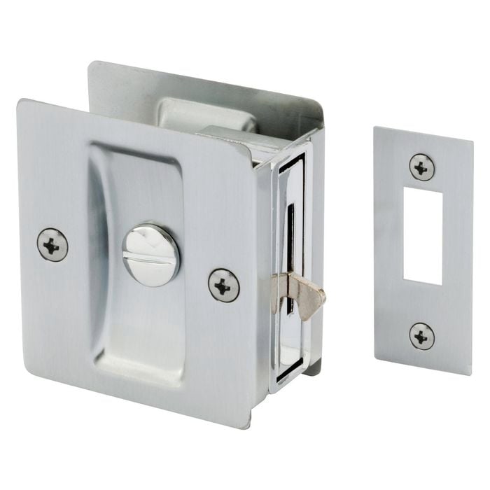 Gainsborough Satin Chrome Rectangular Privacy Sliding Cavity Door Set