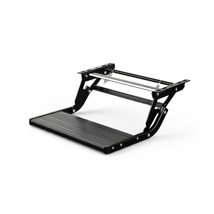 RV Essentials Black Manual Single Caravan Step 200kg for Caravans and RVs