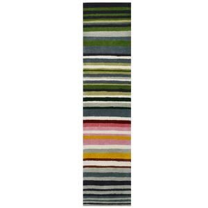 Designer Handmade Striped Wool Rug-6283-Multi-80x300cm