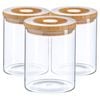 Argon Tableware Glass Storage Jars -wooden Lid - 750ml - Modern Round Scandi Organisation Container Glass Jar - Set Of 3
