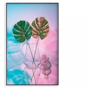 Two Green Leaves in A Clear Vase  Print 100% Australian Made 60x90cm  (Poster)