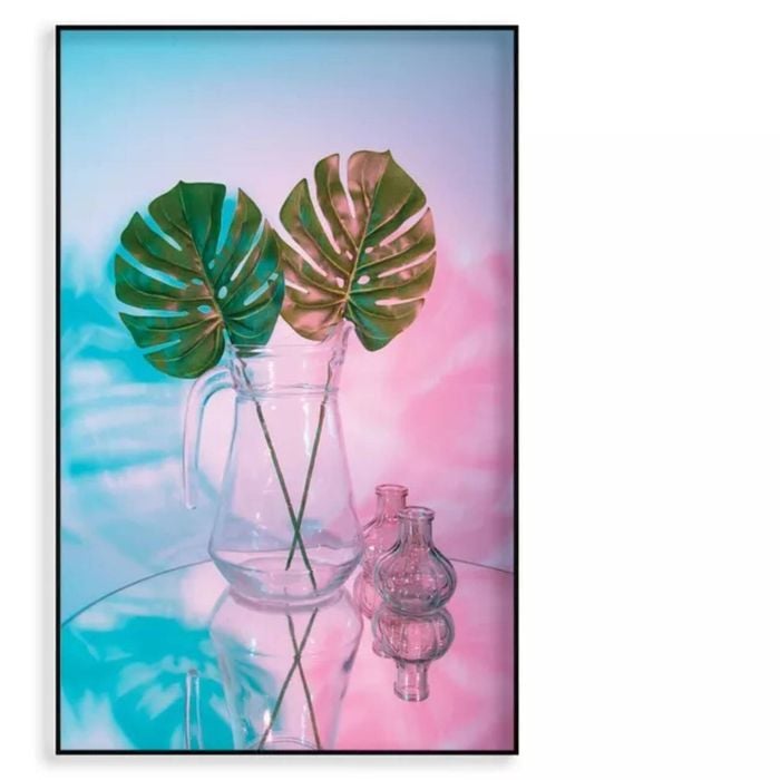 Two Green Leaves in A Clear Vase  Print 100% Australian Made 60x90cm  (Poster)